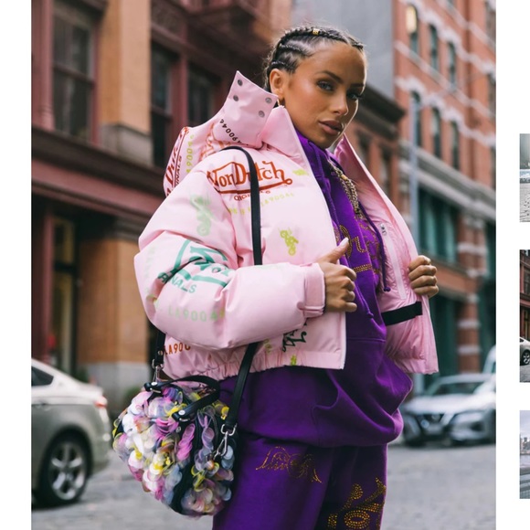 NWT PINK VON DUTCH CROP PUFFER JACKET - Picture 5 of 9